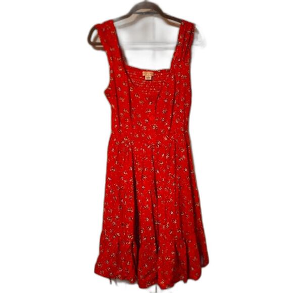 Red Floral Mini Dress — Playful, Chic & Flattering with Tie Back - Picture 1 of 4